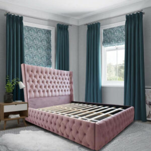 pink chesterfield bed
